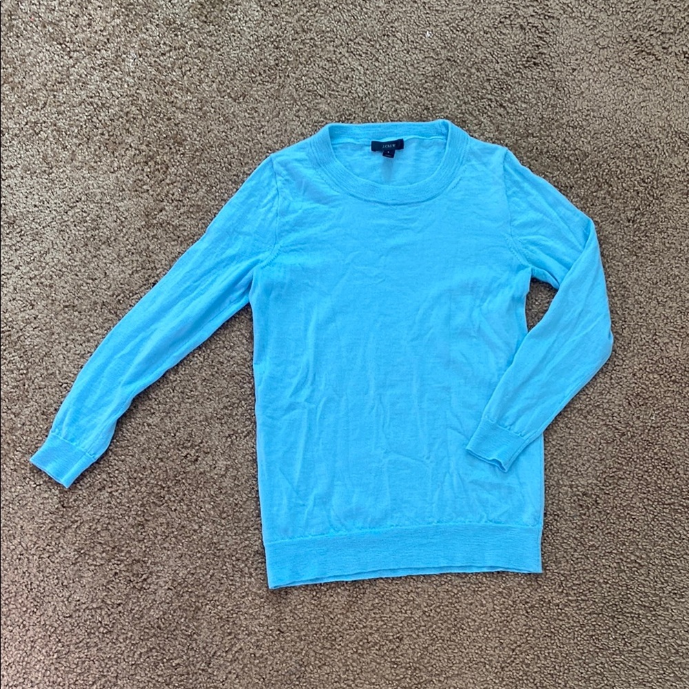 J Crew Blue Bonnet Merino Wool Long Sleeve Sweater